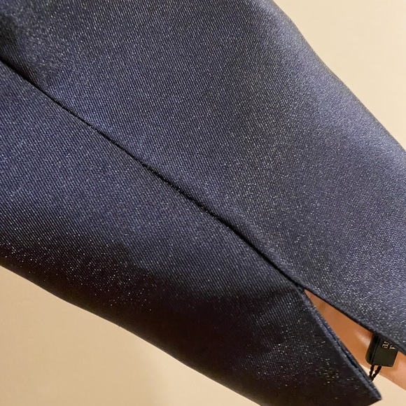 TAHARI 2-piece suit, navy, rhinestone accent button, lace skirt, size 12, NWT - Picture 3 of 9